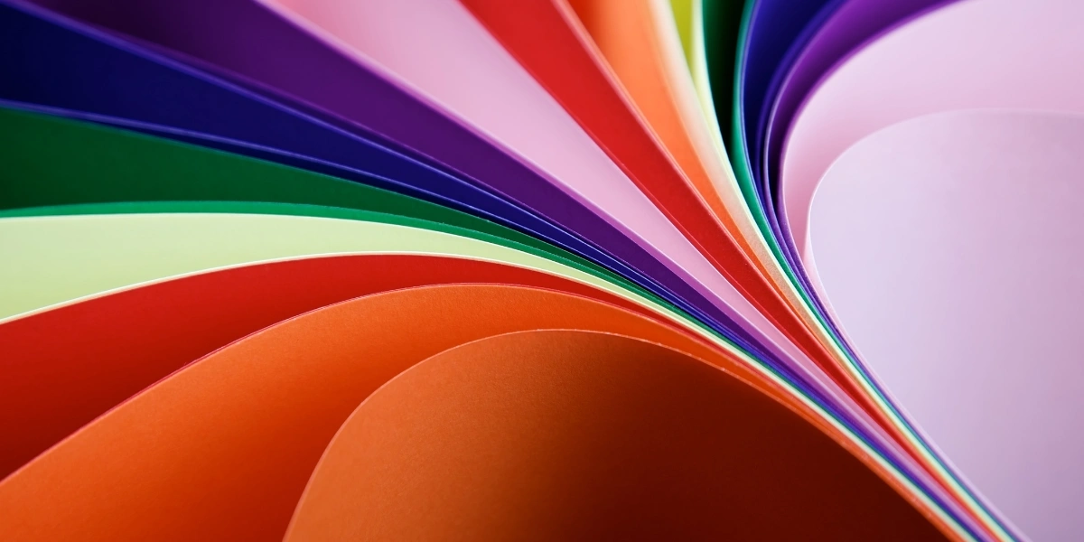 An array of coloured paper