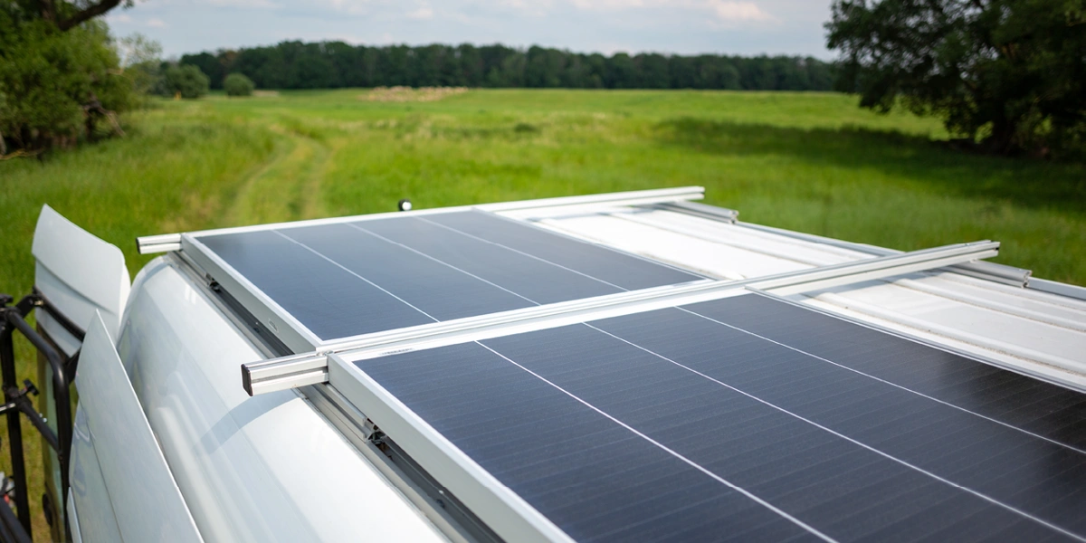 Solar panel on a caravan