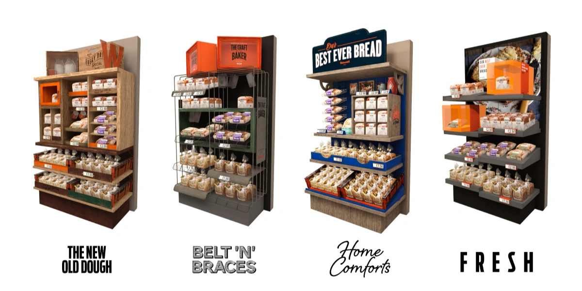 four design concepts for Warburton's retail displays