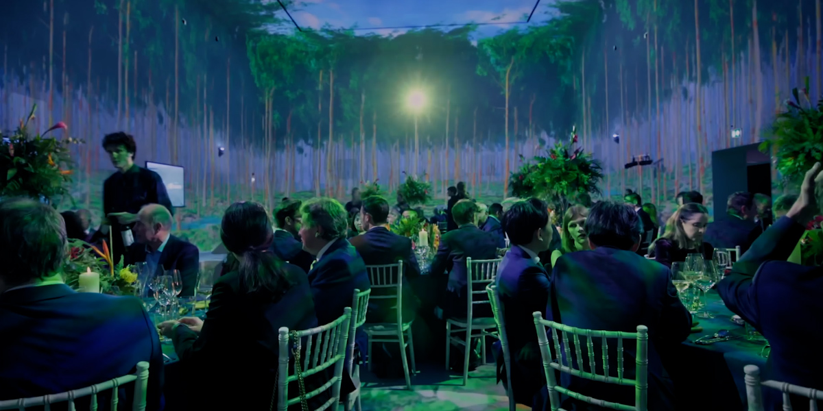 Event with dark, eucalyptus forest ambience content