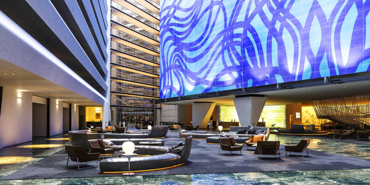 Large LED wall in hotel