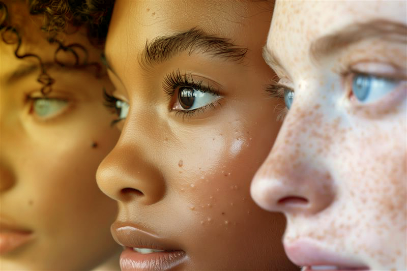 Photo of three women with different skin tones 
