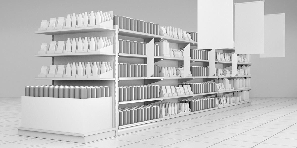 Retail aisle prototype design with signage handing