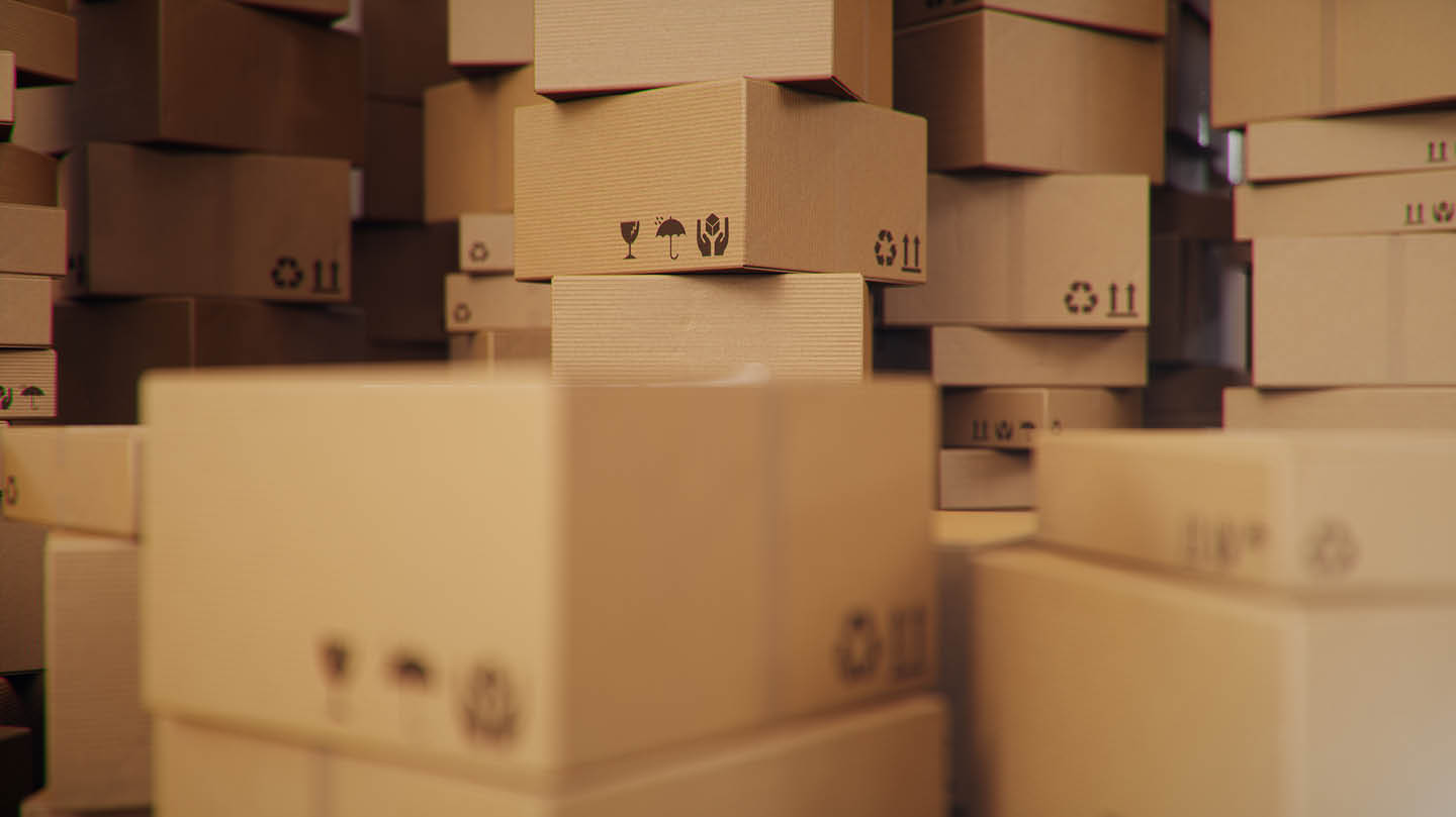 Stack of storage boxes