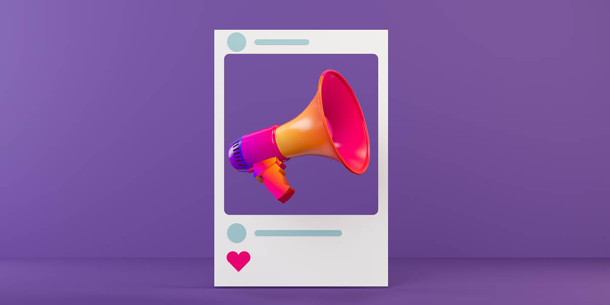 Graphic social media post with megaphone