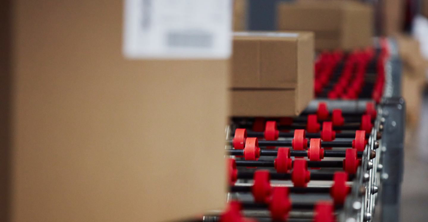 Packages on a production line