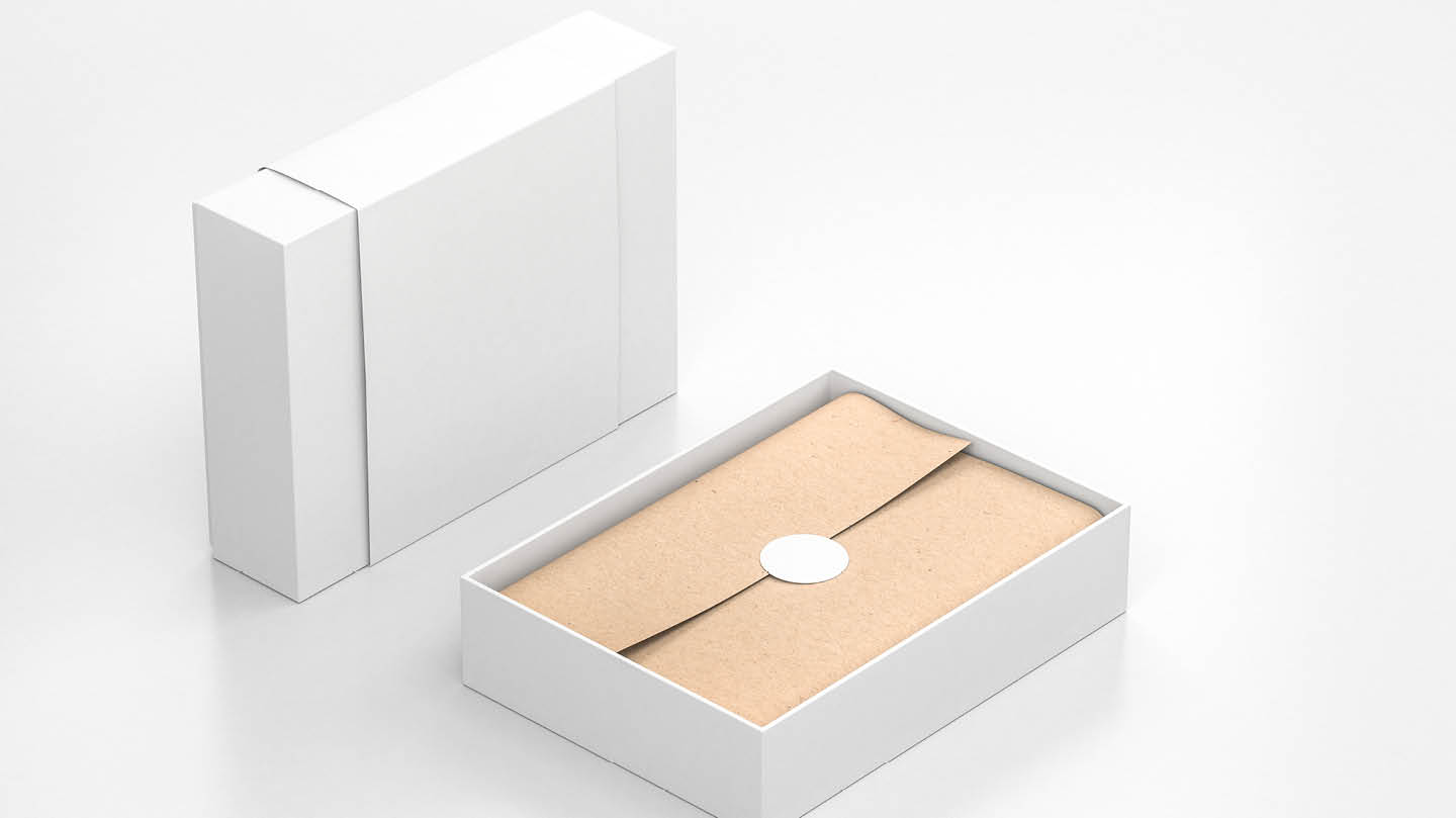 Product in white card board box
