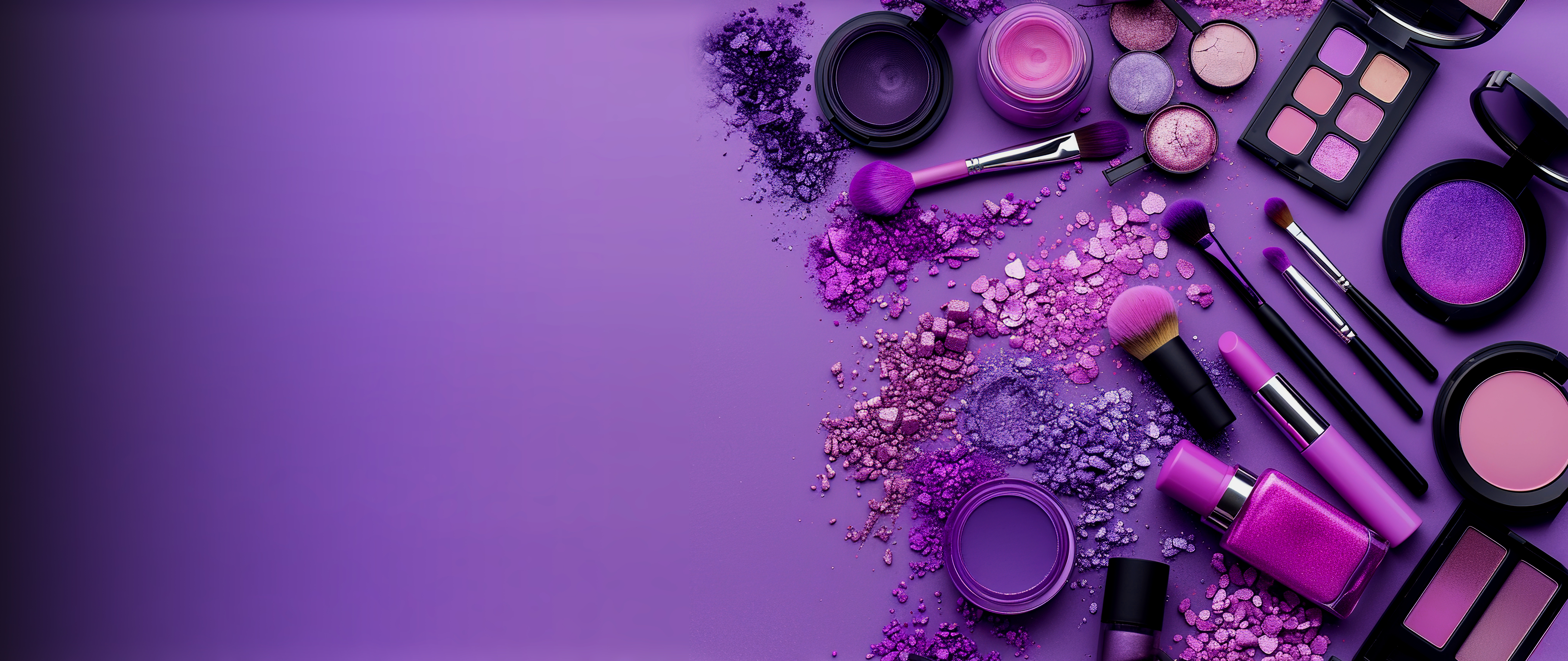 Beauty products on a purple background