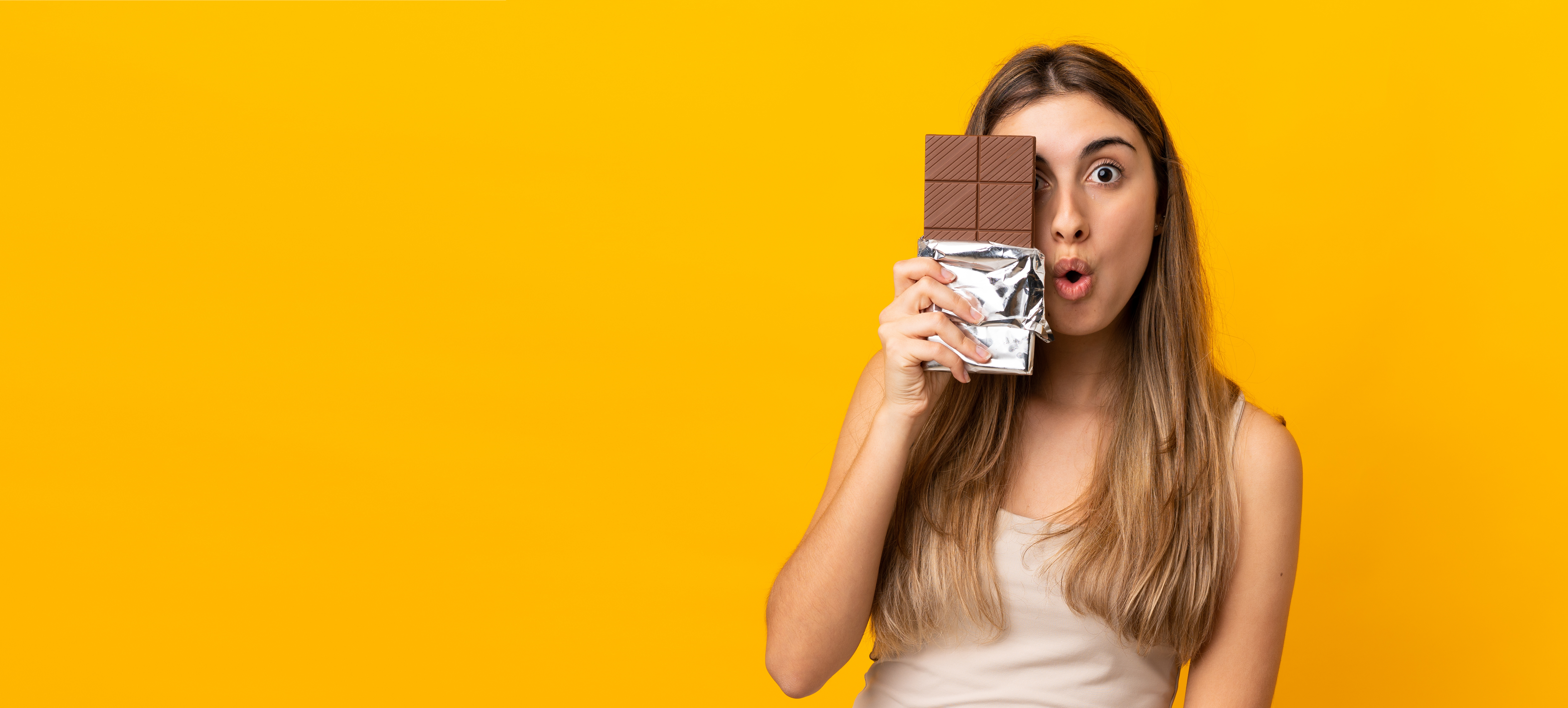 Woman posing with chocolate 